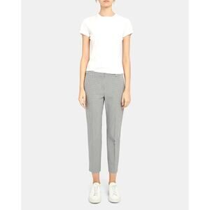 Theory Pants Blue Multi Treeca 4 Check Viscose Mid rise Slim Cropped Size 4